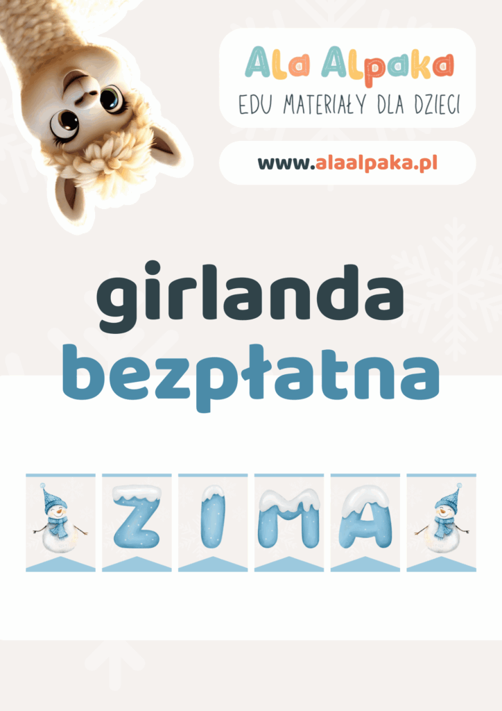 Darmowa girlanda ZIMA darmowy napis do druku od Ala Alpaka
