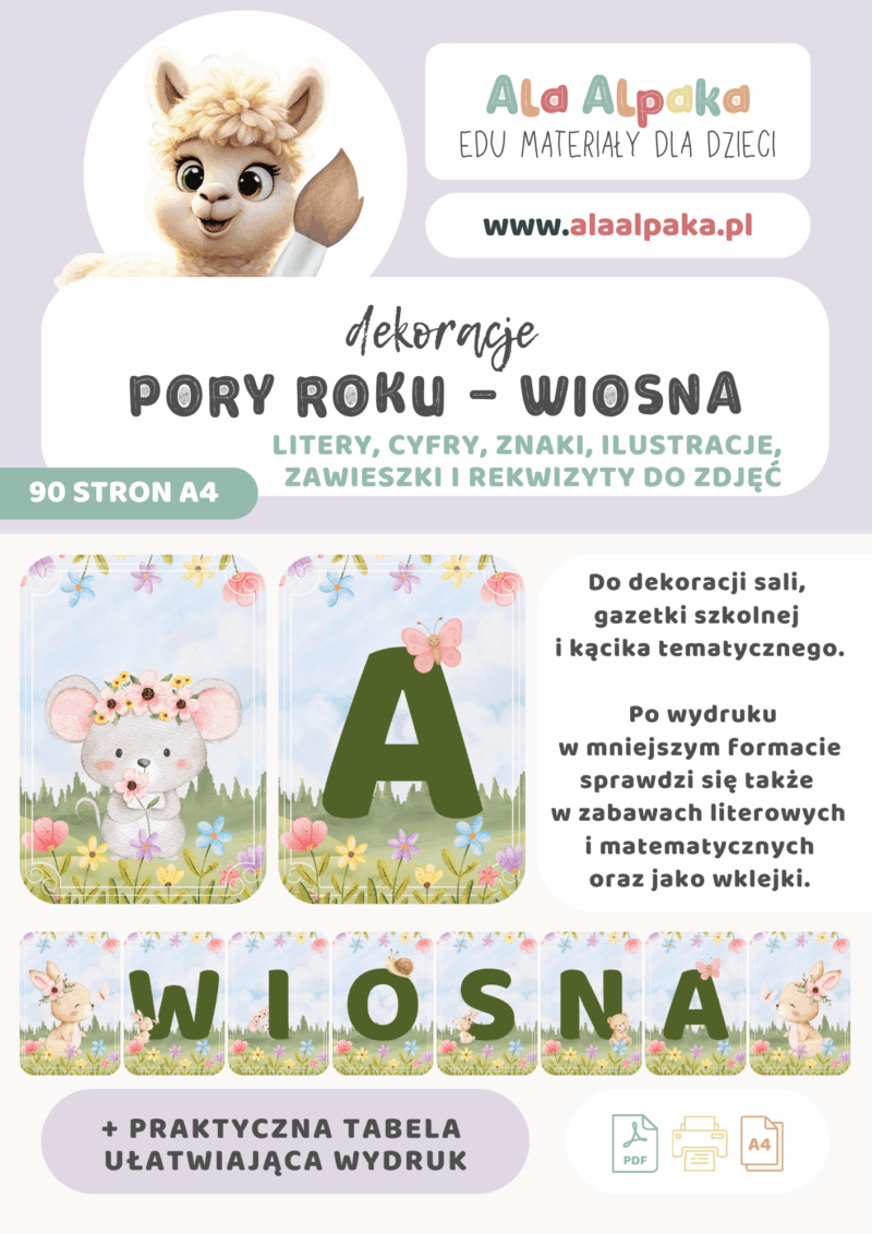 Wiosenne dekoracje do druku „Pory roku – WIOSNA”